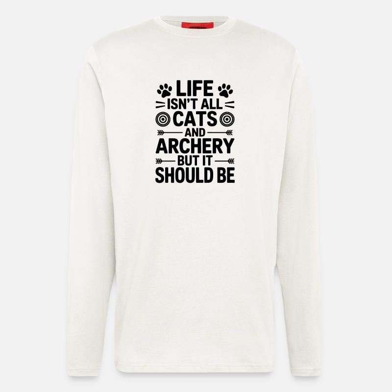 Bogenschießen Spruch Katzen Bogenschießen Geschenk - Langarmshirt - made by SPREAD - OFF WHITE