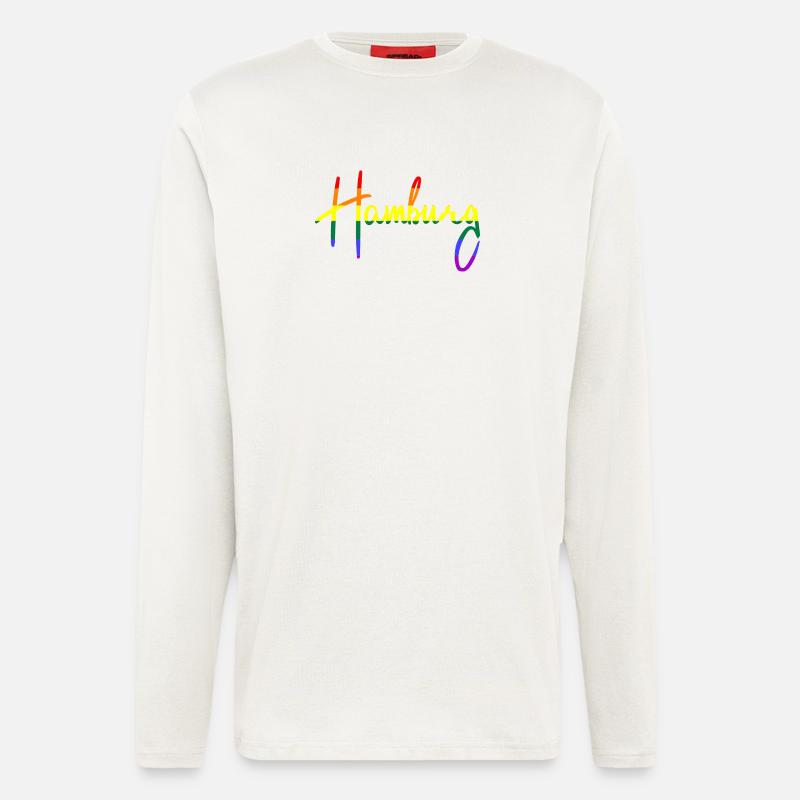 Hamburg - Regenbogen - Regenbogenfarben - Langarmshirt - made by SPREAD  - OFF WHITE