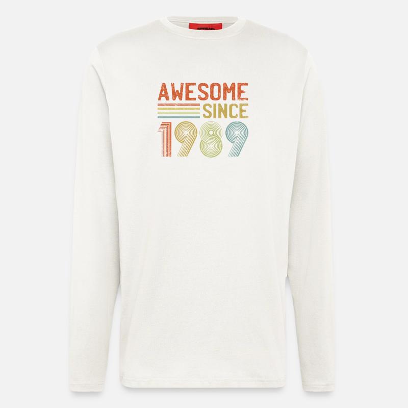 Retro 1989 Text und Spirale Design - Langarmshirt - made by SPREAD  - OFF WHITE
