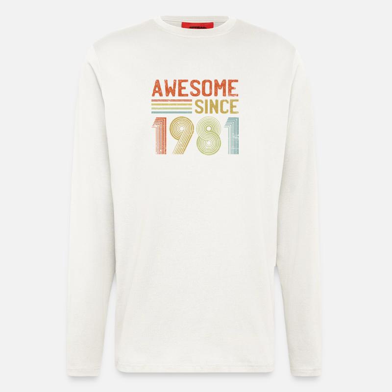 Retro 1981 Typografie Design - Langarmshirt - made by SPREAD  - OFF WHITE