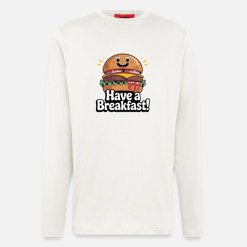 Whimsical Hamburger with Smile and Text - Longsleeve - made by SPREAD  - OFF WHITE