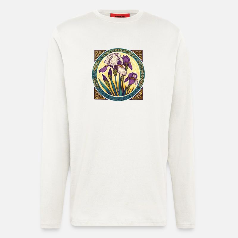 Intricate Irish Iris Celtic Artwork - Longsleeve - made by SPREAD  - OFF WHITE