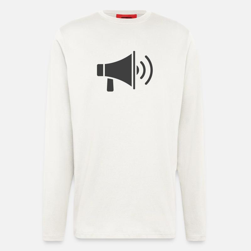 Conception d’icône de mégaphone - Manches longues bio décontracté fabriqué en UE - OFF WHITE