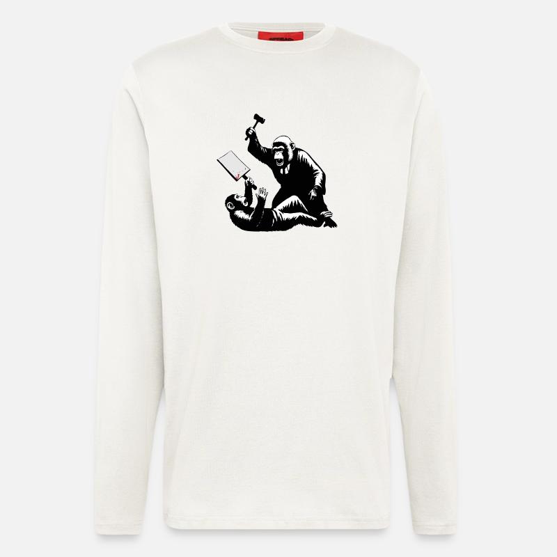 Monkey judge hits protesters - Longsleeve - made by SPREAD  - OFF WHITE