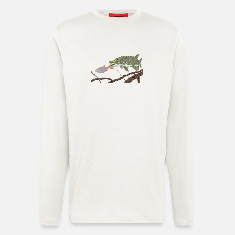 Ein Hecht jagt eine Rotfeder  - Langarmshirt - made by SPREAD  - OFF WHITE