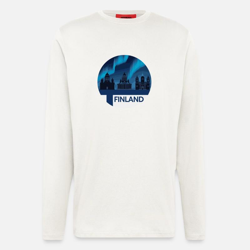 Finland Aurora Skyline - Longsleeve - made by SPREAD - OFF WHITE