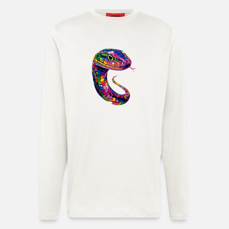 Schlange Python Kobra Klapperschlange Schlangen - Langarmshirt - made by SPREAD  - OFF WHITE