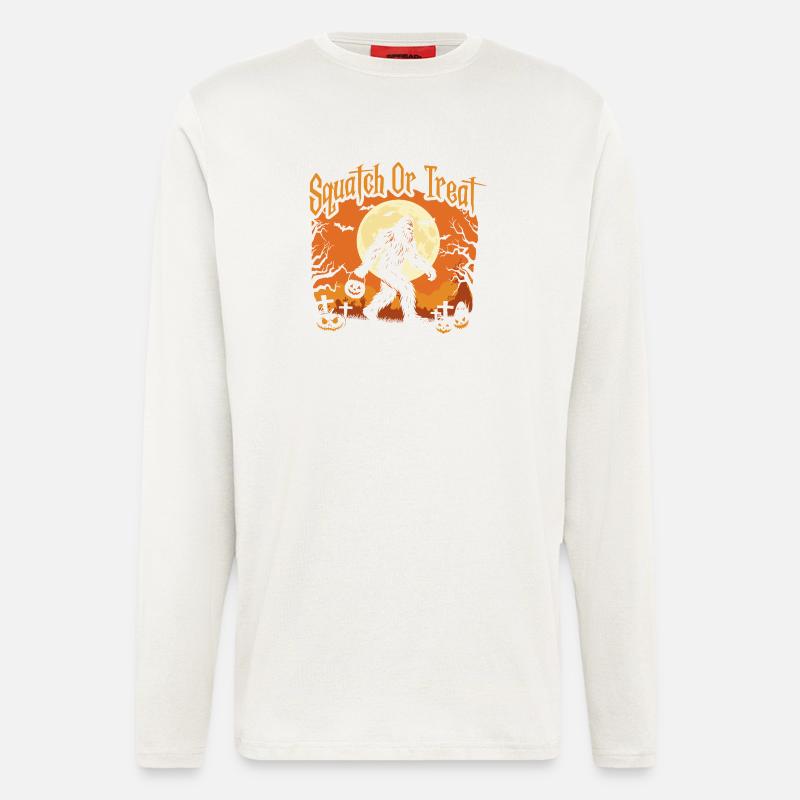 Kniebeugen oder Leckerli Spooky Bigfoot Halloween - Langarmshirt - made by SPREAD  - OFF WHITE