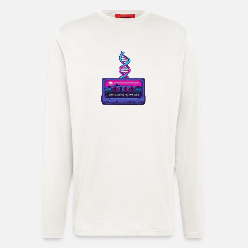 Neon Retro Kassette DNA Kunst - Langarmshirt - made by SPREAD  - OFF WHITE
