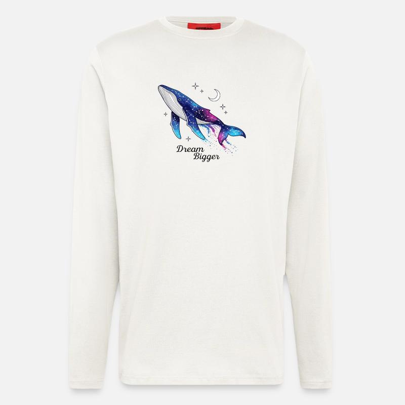 Rêve plus grande baleine - Manches longues bio décontracté fabriqué en UE - OFF WHITE