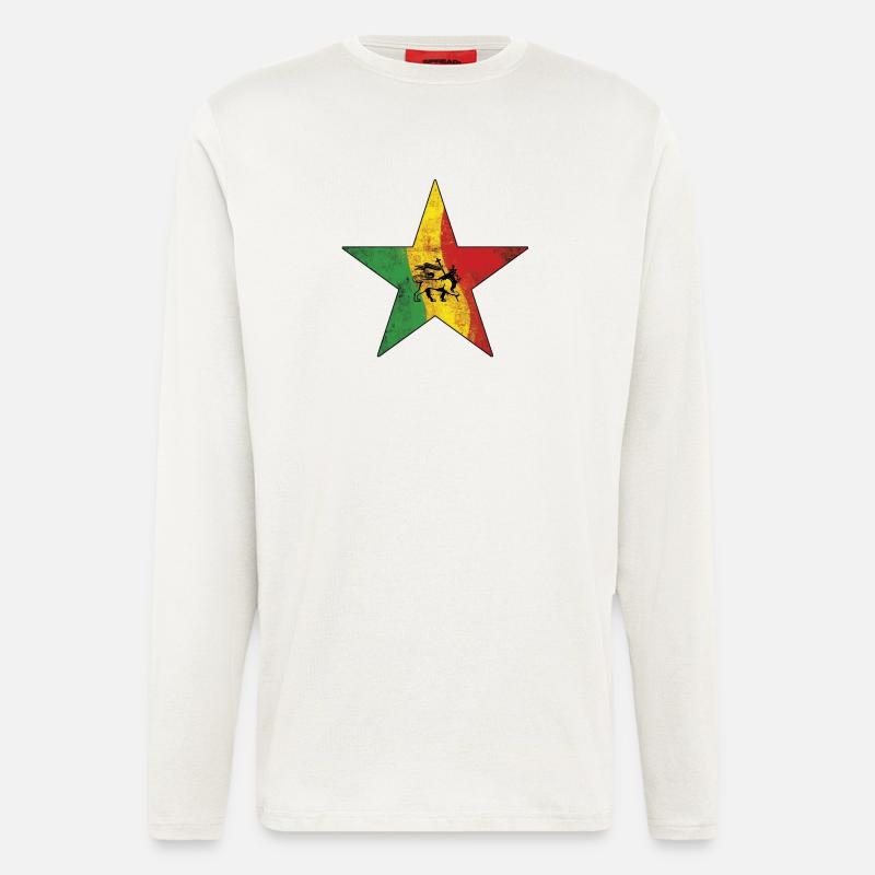 Reggae Löwe mit Rastafarbe - Langarmshirt - made by SPREAD  - OFF WHITE