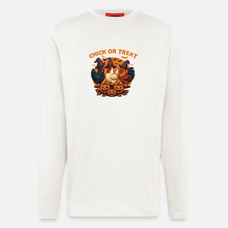 Küken oder Leckerli Gruseliges Halloween-Huhn - Langarmshirt - made by SPREAD  - OFF WHITE