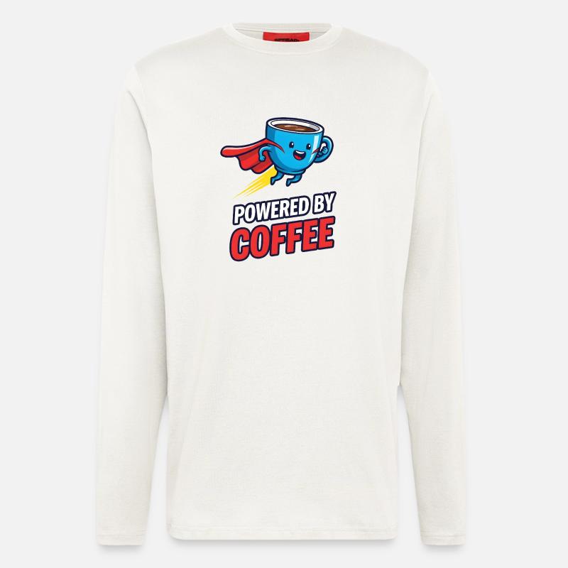 Kaffee Superheld mit Cape - Langarmshirt - made by SPREAD  - OFF WHITE