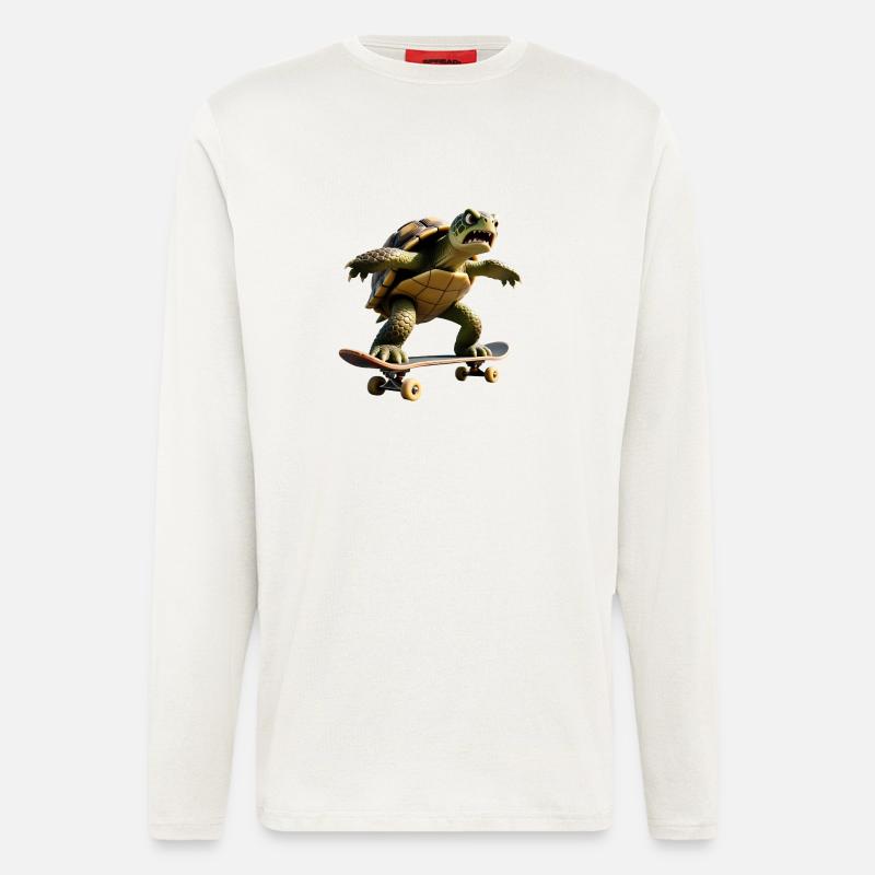 Aggro-Skater-Schildkröte – Hardcore Turtle - Langarmshirt - made by SPREAD  - OFF WHITE