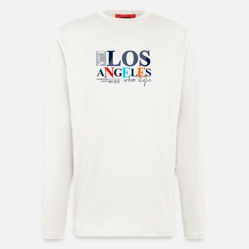 Lebendiges Stadtbild mit buntem Text - Langarmshirt - made by SPREAD  - OFF WHITE