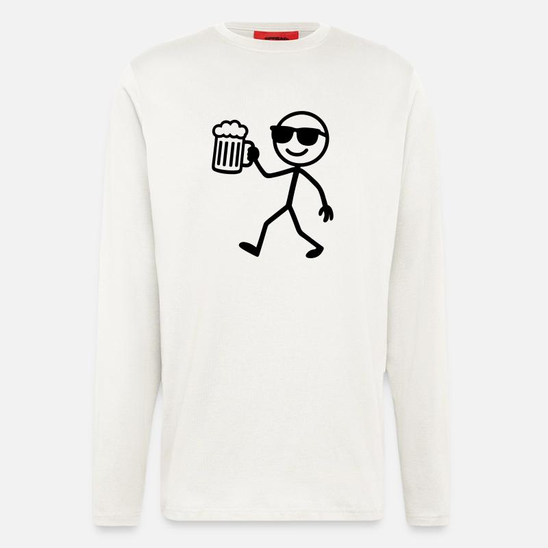 strichmännchen bier - Langarmshirt - made by SPREAD  - OFF WHITE