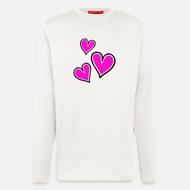 Bright Pink Heart Pattern - Longsleeve - made by SPREAD  - OFF WHITE