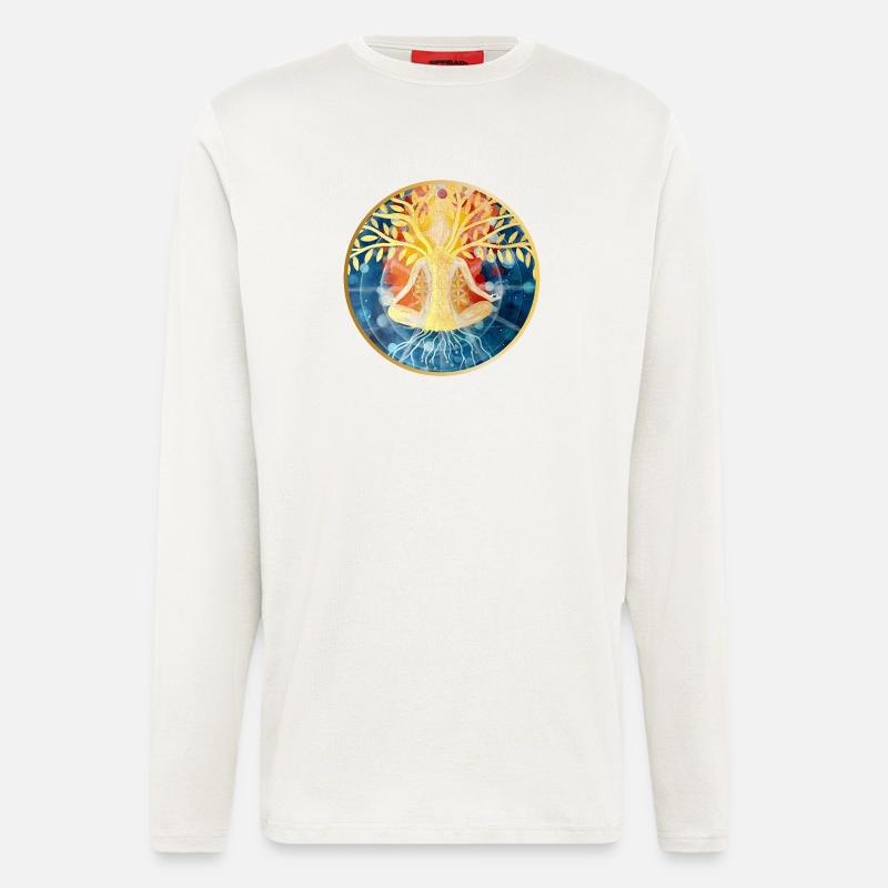 Lebendige Baum-Meditation Illustration - Langarmshirt - made by SPREAD  - OFF WHITE