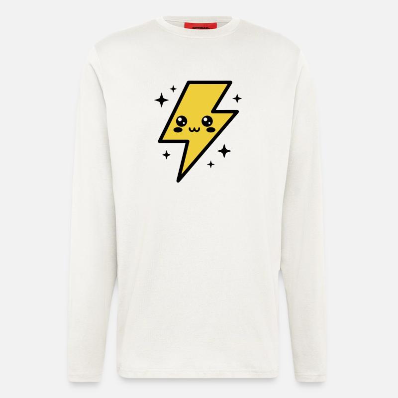 Kawaii Blitz mit ausdrucksstarkem Gesicht - Langarmshirt - made by SPREAD  - OFF WHITE