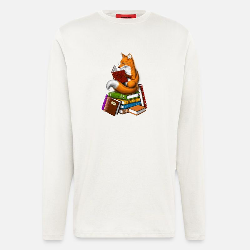 Fuchs liest ein Buch - Langarmshirt - made by SPREAD  - OFF WHITE