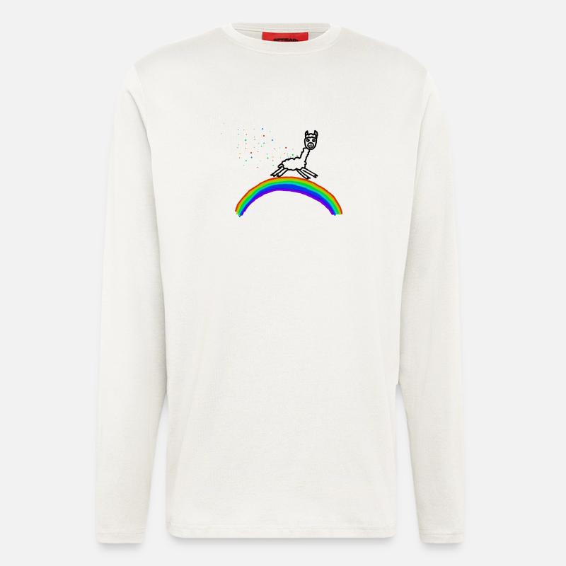 Rainbow Alpaca Confetti Pattern - Longsleeve - made by SPREAD  - OFF WHITE