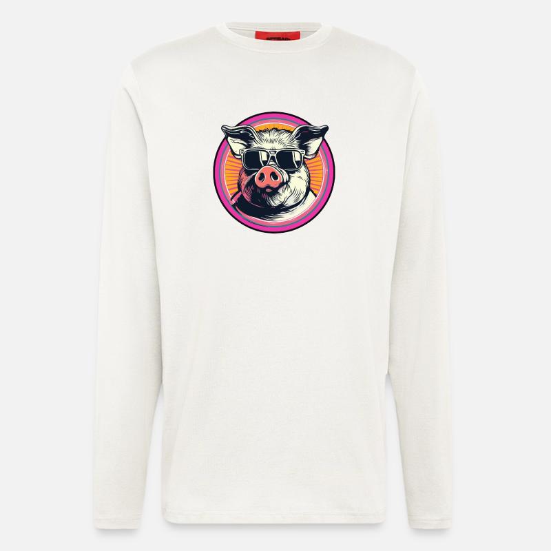 Coolres pig with sunglasses - Longsleeve - made by SPREAD  - OFF WHITE