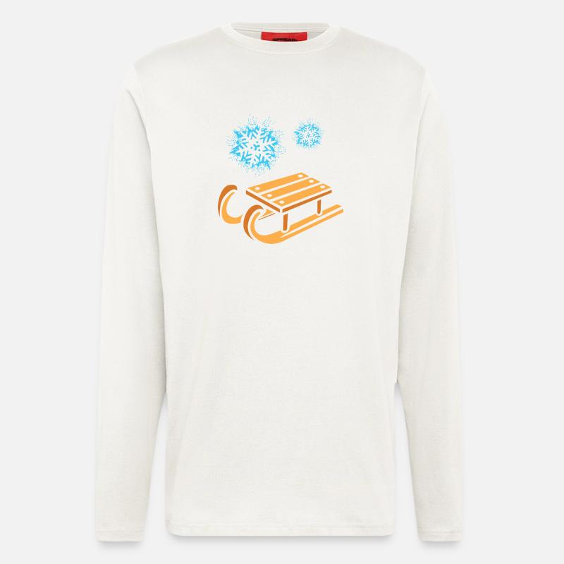 Schlitten mit Schneeflocken Cartoon - Langarmshirt - made by SPREAD  - OFF WHITE