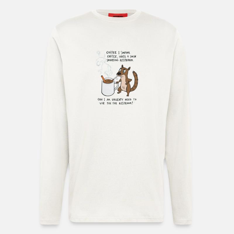 Kaffee Notfall Beutier Eichhörnchen Kippe  - Langarmshirt - made by SPREAD  - OFF WHITE