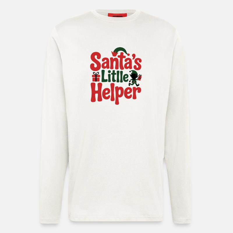 Weihnachtsmanns kleiner Helfer Weihnachtsdesign - Langarmshirt - made by SPREAD  - OFF WHITE