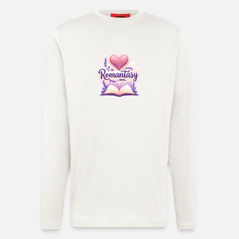 Romantasy Buch mit Lavendel & Blumen Design - Langarmshirt - made by SPREAD  - OFF WHITE