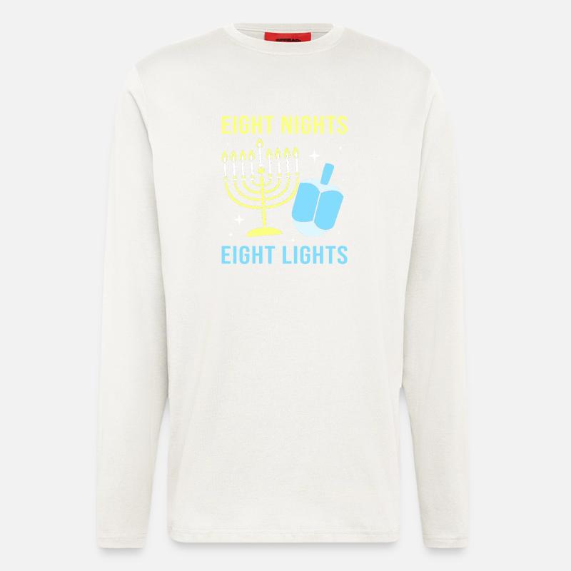 Hanoukka Hanoukka Hanoucca - Manches longues bio décontracté fabriqué en UE - OFF WHITE