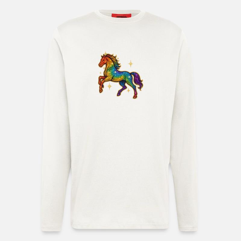 Regenbogen Pferd | Einhorn Glitzertraum - Langarmshirt - made by SPREAD  - OFF WHITE