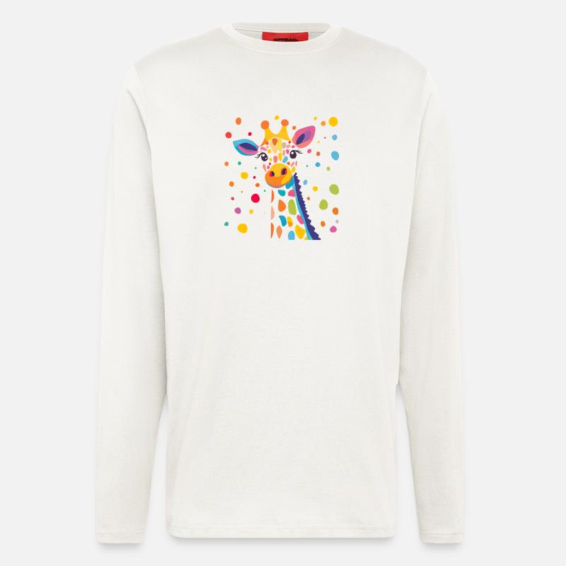 Königliche Giraffe Farbkonfetti - Langarmshirt - made by SPREAD  - OFF WHITE