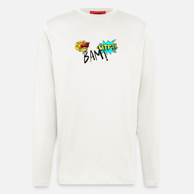 Comic Explosiv OMG WTF Ausrufe - Langarmshirt - made by SPREAD  - OFF WHITE