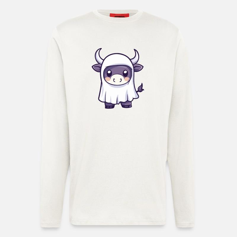 Stier Halloween Geist - Langarmshirt - made by SPREAD  - OFF WHITE