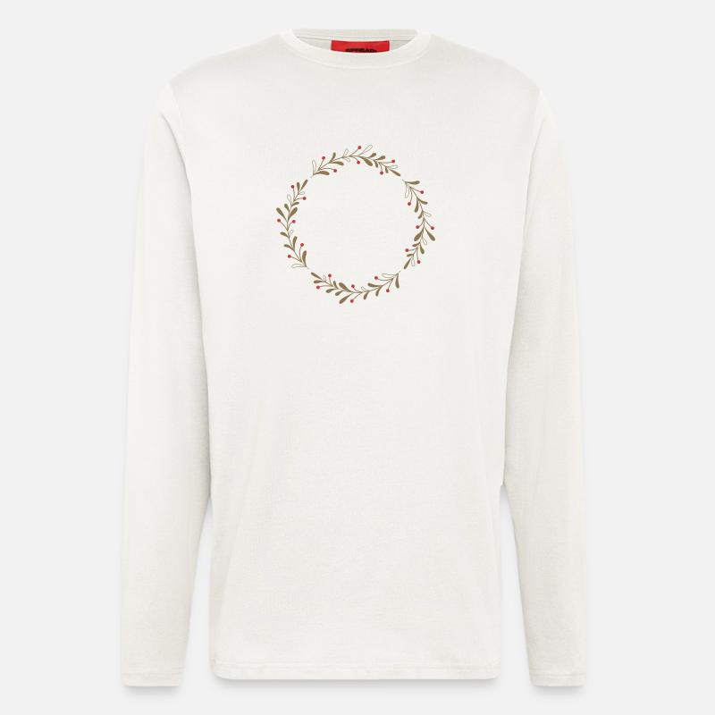 Winterlicher Kranz mit roten Beeren - Langarmshirt - made by SPREAD  - OFF WHITE