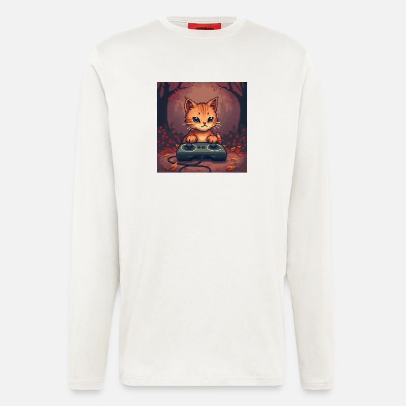 Cozy Pixel Cat Controller - Longsleeve - made by SPREAD  - OFF WHITE
