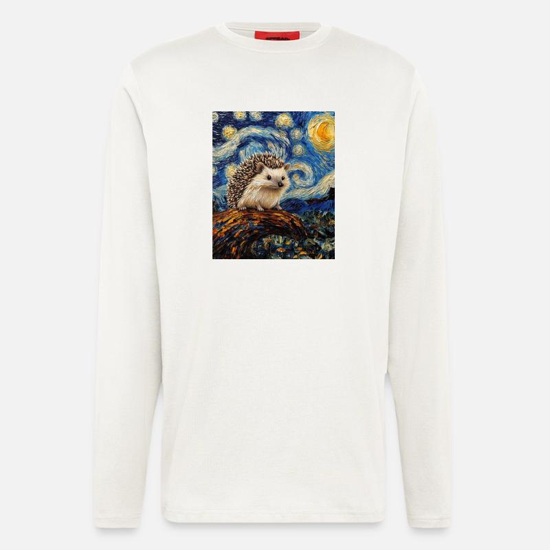 Igel Van Gogh Style Starry Night - Langarmshirt - made by SPREAD  - OFF WHITE