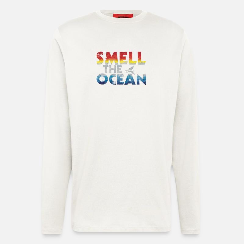 Rieche das Meer - Gradient Schrift - Langarmshirt - made by SPREAD  - OFF WHITE