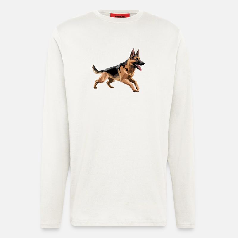 Deutscher Schäferhund - Cool Low Poly Logo - Langarmshirt - made by SPREAD  - OFF WHITE