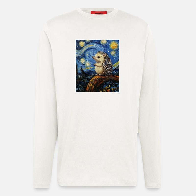  Igel Van Gogh Style Starry Night - Langarmshirt - made by SPREAD  - OFF WHITE