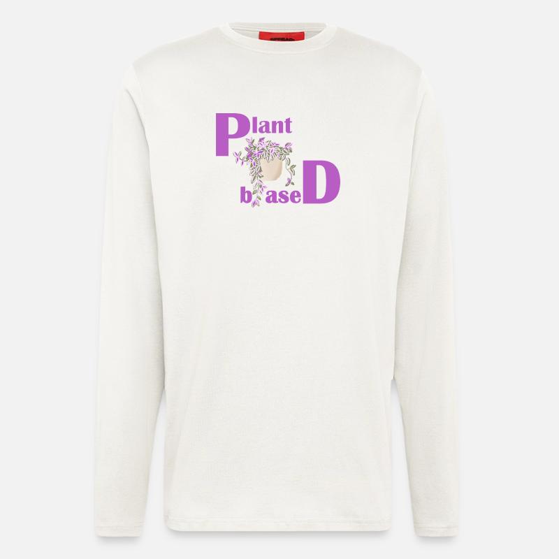 Plant Based – Pinkes Design Topfpflanze - Langarmshirt - made by SPREAD  - OFF WHITE