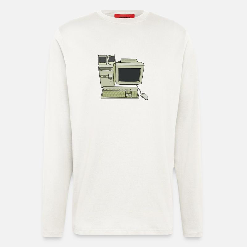 Retro Computer Desk Einrichtung - Langarmshirt - made by SPREAD  - OFF WHITE