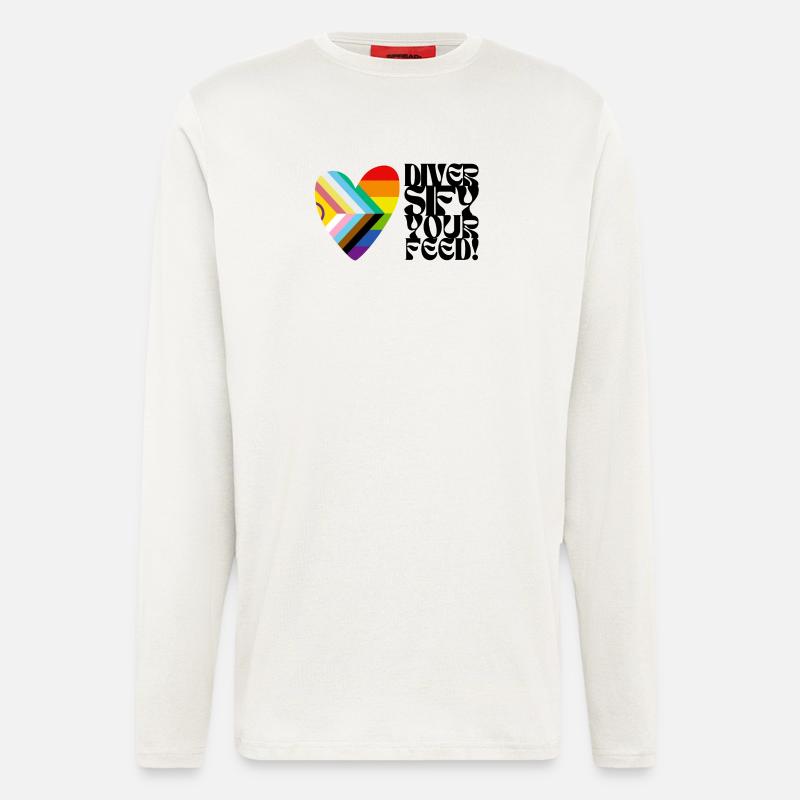 🌈♿ Diversify Your Feed –Progress Pride&Disability - Langarmshirt - made by SPREAD  - OFF WHITE