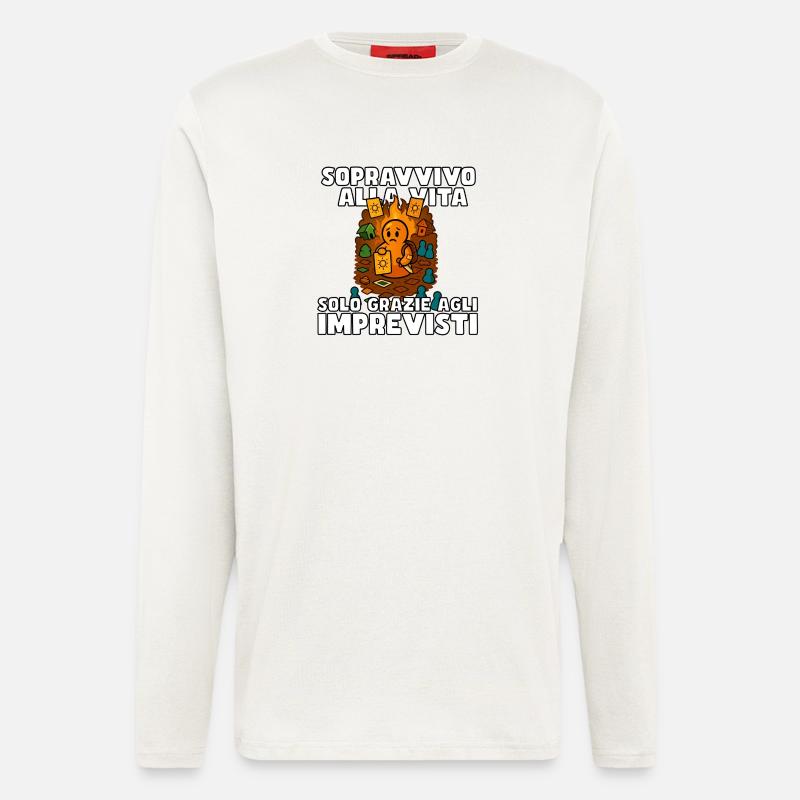Ich überlebe dank des Unerwarteten - Langarmshirt - made by SPREAD  - OFF WHITE
