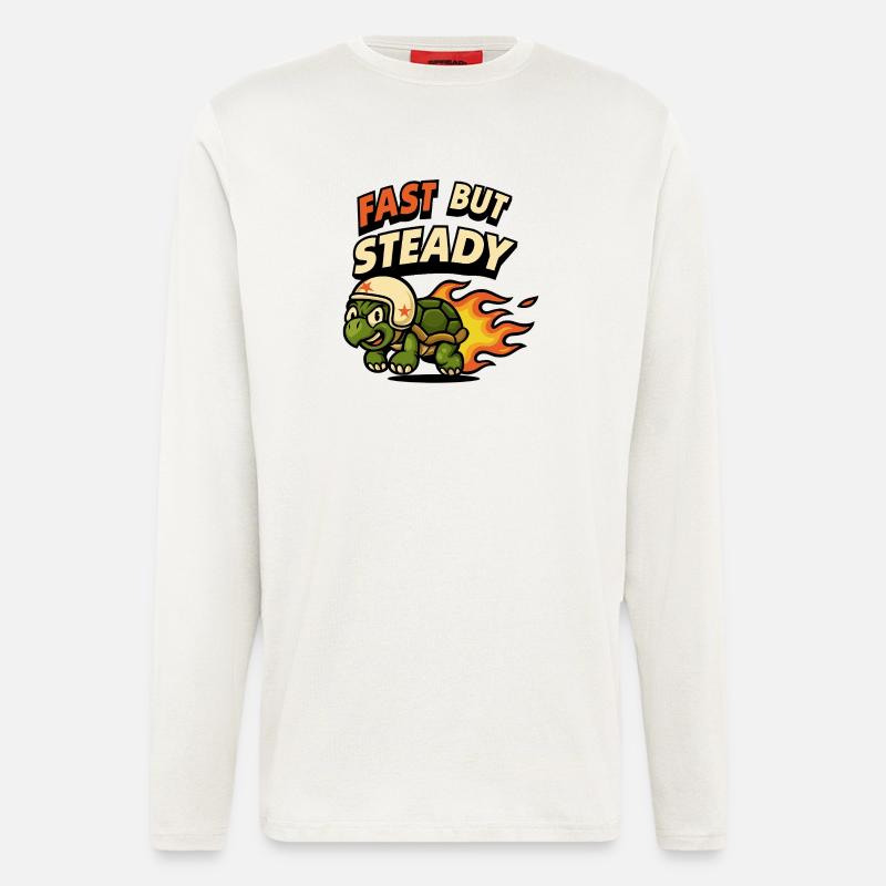 Schnell Doch Beständig Schildkröte Design - Langarmshirt - made by SPREAD  - OFF WHITE
