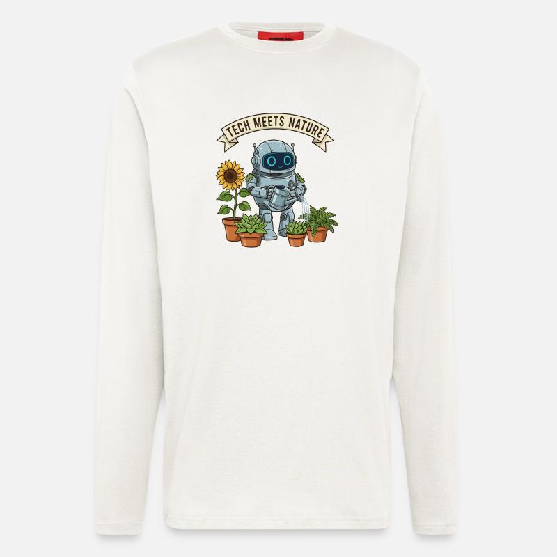 Tech trifft Natur Roboter Gärtner - Langarmshirt - made by SPREAD  - OFF WHITE