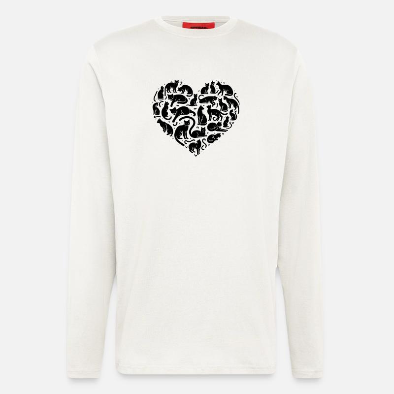 Katzen Form Liebe Herz  - Langarmshirt - made by SPREAD  - OFF WHITE