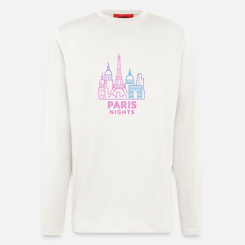 Neon Paris Nächte Skyline Silhouette  - Langarmshirt - made by SPREAD  - OFF WHITE