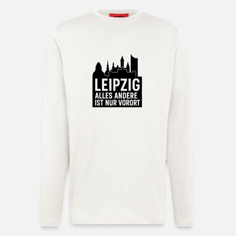 Leipzig Skyline Silhouette Text Design Stadt  - Langarmshirt - made by SPREAD  - OFF WHITE